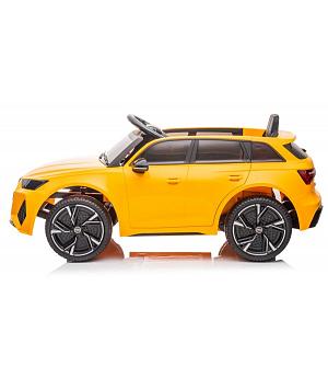 COCHE Audi RS6 12V, asiento cuero, goma EVA, AMARILLO, RC, LE11967